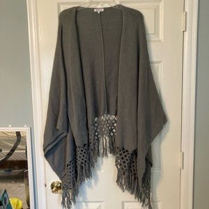 Grey knit poncho